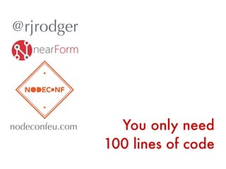 You only need
100 lines of code
@rjrodger
nodeconfeu.com
 