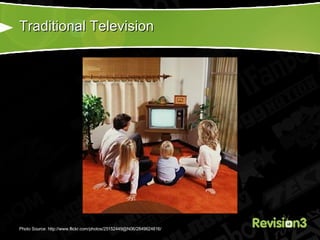 Traditional Television Photo Source: http://www.flickr.com/photos/25152449@N06/2849624816/ 