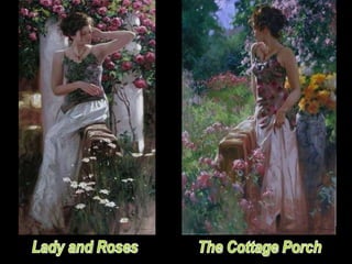 The Cottage Porch Lady and Roses 