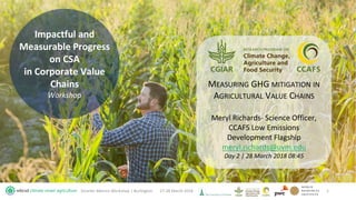 Impactful and
Measurable Progress
on CSA
in Corporate Value
Chains
Workshop
27-28 March 2018Smarter Metrics Workshop | Bur...