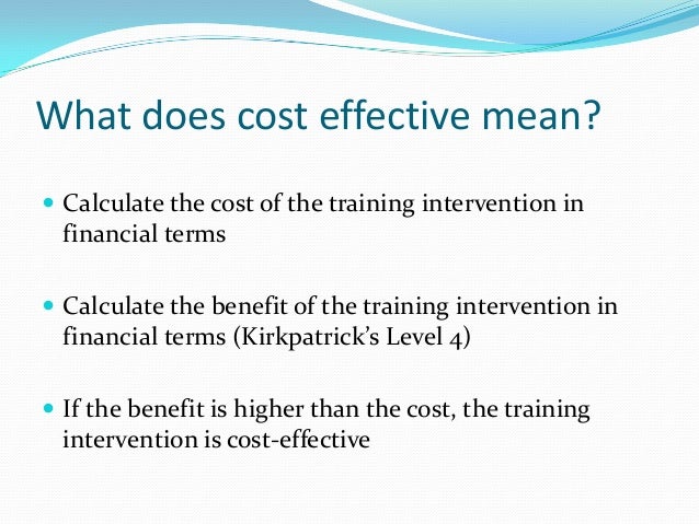 What Does Cost Effective Mean