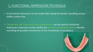 IMPRESSION TECHNIQUES IN COMPROMISED COMPLETE DENTURE SITUATIONS | PPTX