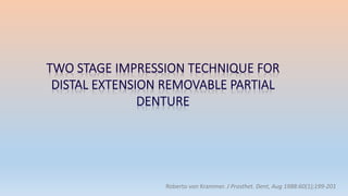 Roberto von Krammer. J Prosthet. Dent, Aug 1988:60(1);199-201
 
