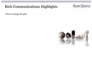 Rich Communications Highlights
Time to change the plan

 