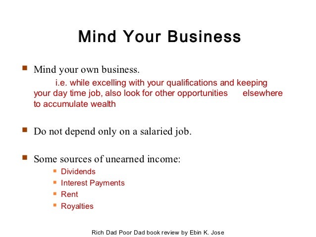 Rich dad poor dad ppt ebin k jose