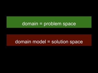 domain = problem space 
domain model = solution space 
 