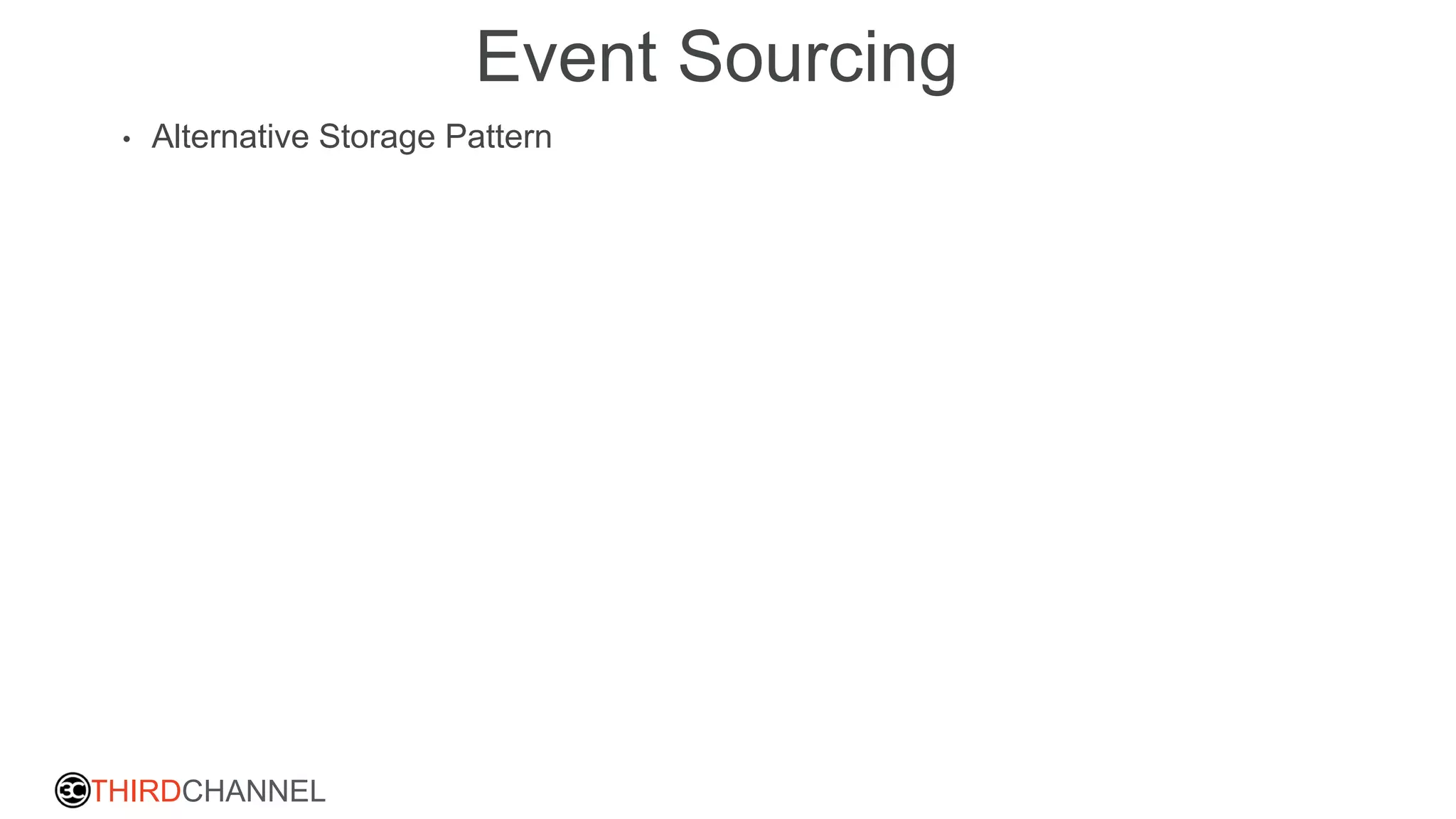 THIRDCHANNEL
Event Sourcing
• Alternative Storage Pattern
 