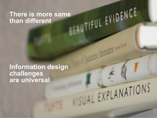 There is more same  than different Information design  challenges are universal 