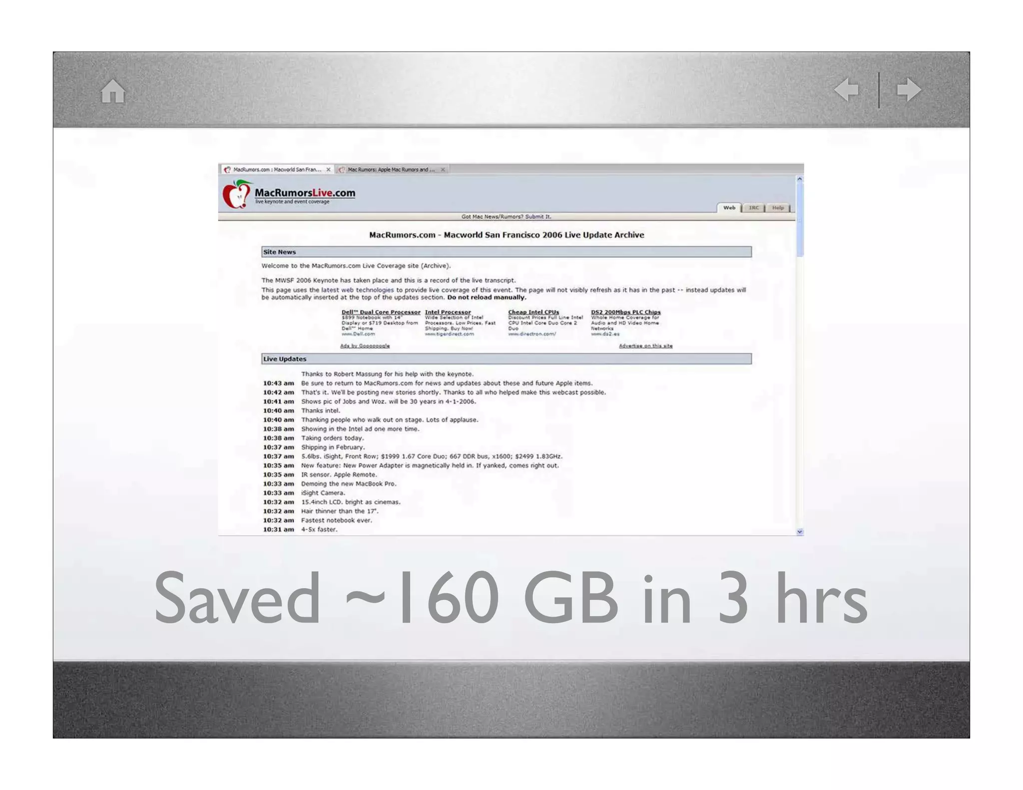 Saved ~160 GB in 3 hrs 
