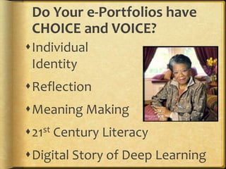 ePortfolios should be more Conversationthan Presentation(or Checklist)Because Conversation transforms!