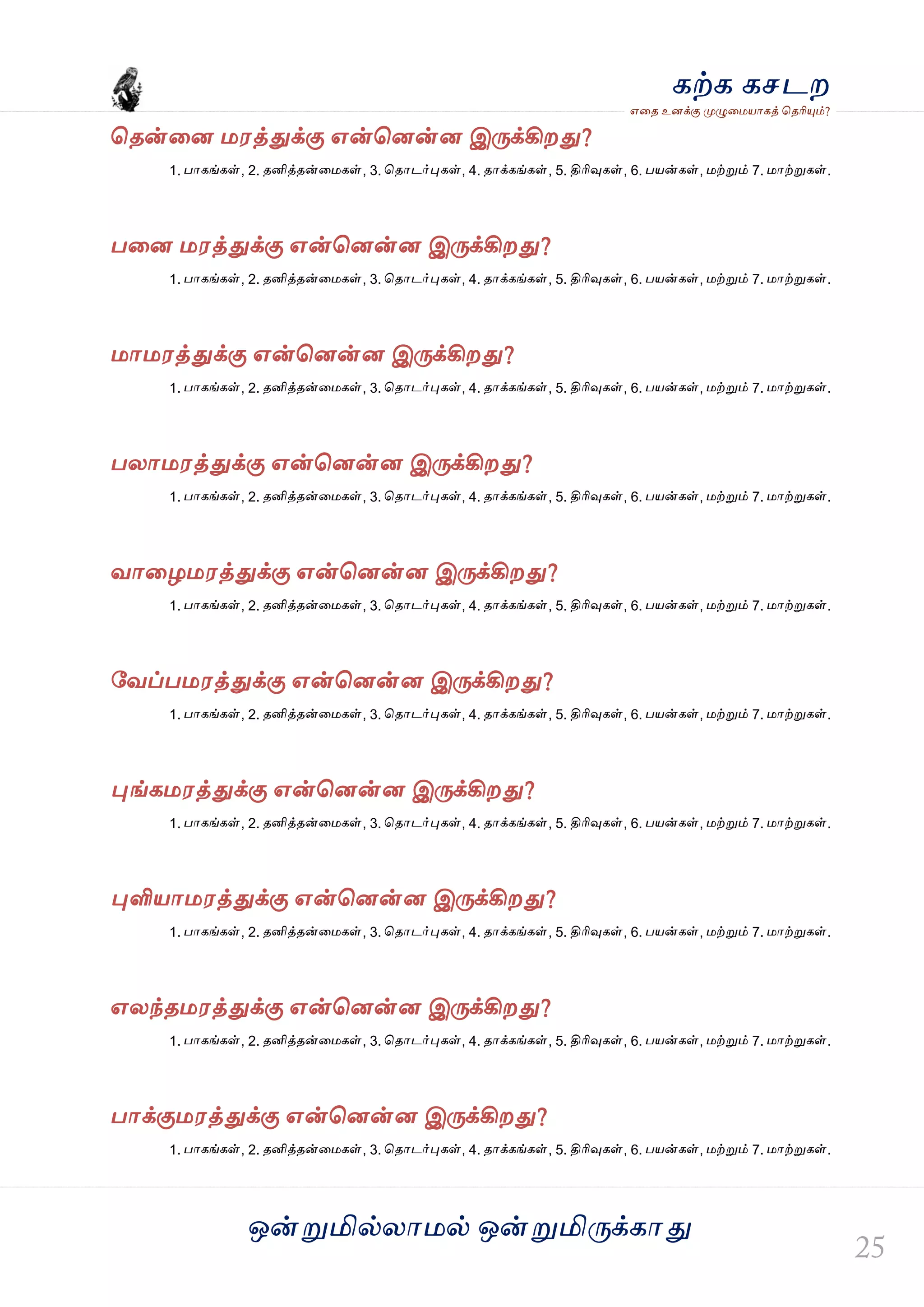 ஒன்த௏மில்யஶ஫ல் ஒன்த௏மித்க்கஶது
஋தை உனக்கு த௉ல௅த஫஬ஶகத் தைரிதோம்?
கற்க கசடம
தைன்தன ஫஭த்துக்கு ஋ன்தனன்ன இத்க்கிமது?
1. பஶகங்கள், 2. ைனித்ைன்த஫கள், 3. தைஶடர்தேகள், 4. ைஶக்கங்கள், 5. திரிவுகள், 6. ப஬ன்கள், ஫ற்த௏ம் 7. ஫ஶற்த௏கள்.
பதன ஫஭த்துக்கு ஋ன்தனன்ன இத்க்கிமது?
1. பஶகங்கள், 2. ைனித்ைன்த஫கள், 3. தைஶடர்தேகள், 4. ைஶக்கங்கள், 5. திரிவுகள், 6. ப஬ன்கள், ஫ற்த௏ம் 7. ஫ஶற்த௏கள்.
஫ஶ஫஭த்துக்கு ஋ன்தனன்ன இத்க்கிமது?
1. பஶகங்கள், 2. ைனித்ைன்த஫கள், 3. தைஶடர்தேகள், 4. ைஶக்கங்கள், 5. திரிவுகள், 6. ப஬ன்கள், ஫ற்த௏ம் 7. ஫ஶற்த௏கள்.
பயஶ஫஭த்துக்கு ஋ன்தனன்ன இத்க்கிமது?
1. பஶகங்கள், 2. ைனித்ைன்த஫கள், 3. தைஶடர்தேகள், 4. ைஶக்கங்கள், 5. திரிவுகள், 6. ப஬ன்கள், ஫ற்த௏ம் 7. ஫ஶற்த௏கள்.
லஶதற஫஭த்துக்கு ஋ன்தனன்ன இத்க்கிமது?
1. பஶகங்கள், 2. ைனித்ைன்த஫கள், 3. தைஶடர்தேகள், 4. ைஶக்கங்கள், 5. திரிவுகள், 6. ப஬ன்கள், ஫ற்த௏ம் 7. ஫ஶற்த௏கள்.
வலப்ப஫஭த்துக்கு ஋ன்தனன்ன இத்க்கிமது?
1. பஶகங்கள், 2. ைனித்ைன்த஫கள், 3. தைஶடர்தேகள், 4. ைஶக்கங்கள், 5. திரிவுகள், 6. ப஬ன்கள், ஫ற்த௏ம் 7. ஫ஶற்த௏கள்.
தேங்க஫஭த்துக்கு ஋ன்தனன்ன இத்க்கிமது?
1. பஶகங்கள், 2. ைனித்ைன்த஫கள், 3. தைஶடர்தேகள், 4. ைஶக்கங்கள், 5. திரிவுகள், 6. ப஬ன்கள், ஫ற்த௏ம் 7. ஫ஶற்த௏கள்.
தேளி஬ஶ஫஭த்துக்கு ஋ன்தனன்ன இத்க்கிமது?
1. பஶகங்கள், 2. ைனித்ைன்த஫கள், 3. தைஶடர்தேகள், 4. ைஶக்கங்கள், 5. திரிவுகள், 6. ப஬ன்கள், ஫ற்த௏ம் 7. ஫ஶற்த௏கள்.
஋யந்ை஫஭த்துக்கு ஋ன்தனன்ன இத்க்கிமது?
1. பஶகங்கள், 2. ைனித்ைன்த஫கள், 3. தைஶடர்தேகள், 4. ைஶக்கங்கள், 5. திரிவுகள், 6. ப஬ன்கள், ஫ற்த௏ம் 7. ஫ஶற்த௏கள்.
பஶக்கு஫஭த்துக்கு ஋ன்தனன்ன இத்க்கிமது?
1. பஶகங்கள், 2. ைனித்ைன்த஫கள், 3. தைஶடர்தேகள், 4. ைஶக்கங்கள், 5. திரிவுகள், 6. ப஬ன்கள், ஫ற்த௏ம் 7. ஫ஶற்த௏கள்.
 