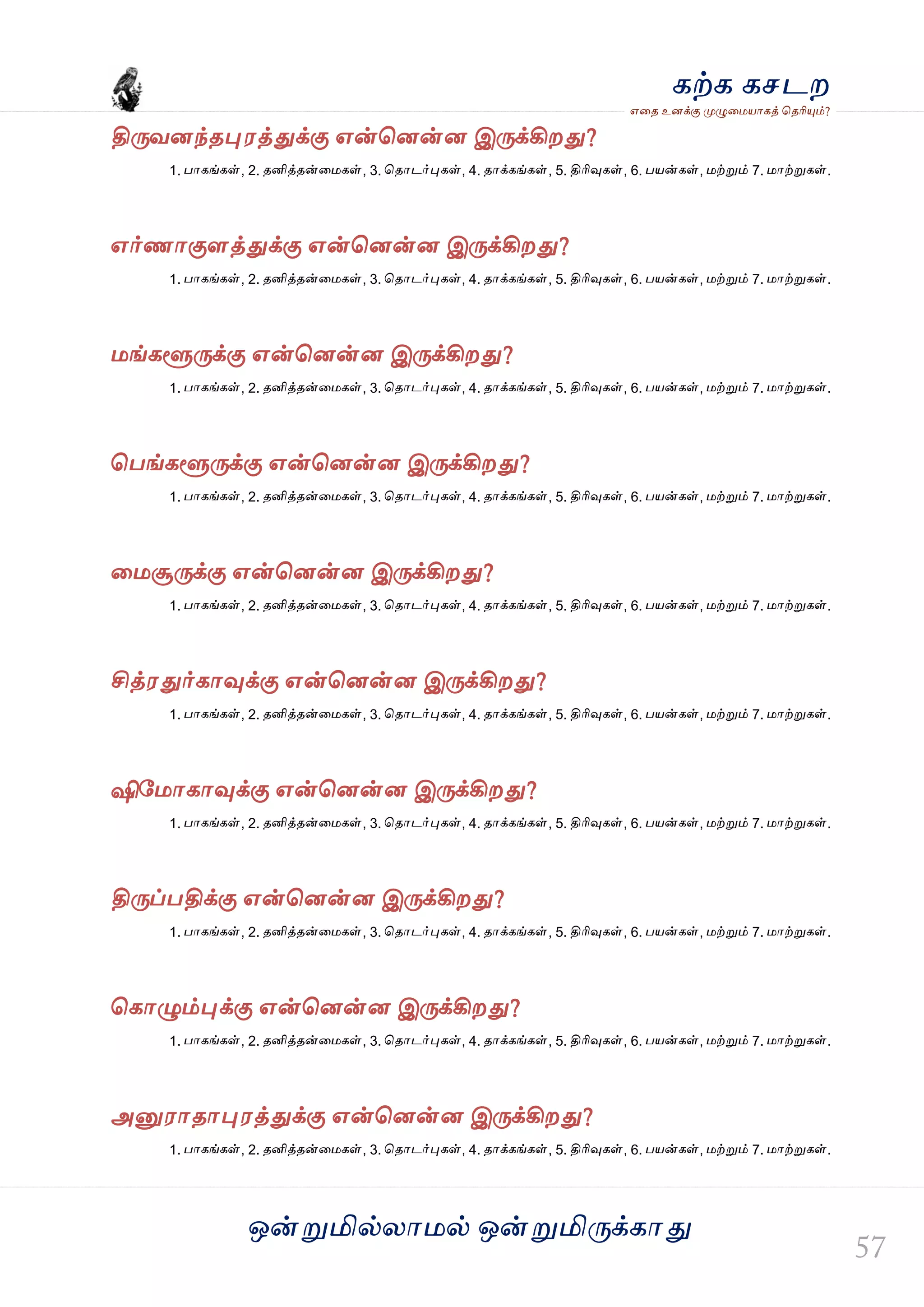ஒன்த௏மில்யஶ஫ல் ஒன்த௏மித்க்கஶது
஋தை உனக்கு த௉ல௅த஫஬ஶகத் தைரிதோம்?
கற்க கசடம
தித்லனந்ைதே஭த்துக்கு ஋ன்தனன்ன இத்க்கிமது?
1. பஶகங்கள், 2. ைனித்ைன்த஫கள், 3. தைஶடர்தேகள், 4. ைஶக்கங்கள், 5. திரிவுகள், 6. ப஬ன்கள், ஫ற்த௏ம் 7. ஫ஶற்த௏கள்.
஋ர்ணஶகுரத்துக்கு ஋ன்தனன்ன இத்க்கிமது?
1. பஶகங்கள், 2. ைனித்ைன்த஫கள், 3. தைஶடர்தேகள், 4. ைஶக்கங்கள், 5. திரிவுகள், 6. ப஬ன்கள், ஫ற்த௏ம் 7. ஫ஶற்த௏கள்.
஫ங்கல௄த்க்கு ஋ன்தனன்ன இத்க்கிமது?
1. பஶகங்கள், 2. ைனித்ைன்த஫கள், 3. தைஶடர்தேகள், 4. ைஶக்கங்கள், 5. திரிவுகள், 6. ப஬ன்கள், ஫ற்த௏ம் 7. ஫ஶற்த௏கள்.
தபங்கல௄த்க்கு ஋ன்தனன்ன இத்க்கிமது?
1. பஶகங்கள், 2. ைனித்ைன்த஫கள், 3. தைஶடர்தேகள், 4. ைஶக்கங்கள், 5. திரிவுகள், 6. ப஬ன்கள், ஫ற்த௏ம் 7. ஫ஶற்த௏கள்.
த஫சூத்க்கு ஋ன்தனன்ன இத்க்கிமது?
1. பஶகங்கள், 2. ைனித்ைன்த஫கள், 3. தைஶடர்தேகள், 4. ைஶக்கங்கள், 5. திரிவுகள், 6. ப஬ன்கள், ஫ற்த௏ம் 7. ஫ஶற்த௏கள்.
சித்஭துர்கஶவுக்கு ஋ன்தனன்ன இத்க்கிமது?
1. பஶகங்கள், 2. ைனித்ைன்த஫கள், 3. தைஶடர்தேகள், 4. ைஶக்கங்கள், 5. திரிவுகள், 6. ப஬ன்கள், ஫ற்த௏ம் 7. ஫ஶற்த௏கள்.
ஷிவ஫ஶகஶவுக்கு ஋ன்தனன்ன இத்க்கிமது?
1. பஶகங்கள், 2. ைனித்ைன்த஫கள், 3. தைஶடர்தேகள், 4. ைஶக்கங்கள், 5. திரிவுகள், 6. ப஬ன்கள், ஫ற்த௏ம் 7. ஫ஶற்த௏கள்.
தித்ப்பதிக்கு ஋ன்தனன்ன இத்க்கிமது?
1. பஶகங்கள், 2. ைனித்ைன்த஫கள், 3. தைஶடர்தேகள், 4. ைஶக்கங்கள், 5. திரிவுகள், 6. ப஬ன்கள், ஫ற்த௏ம் 7. ஫ஶற்த௏கள்.
தகஶல௅ம்தேக்கு ஋ன்தனன்ன இத்க்கிமது?
1. பஶகங்கள், 2. ைனித்ைன்த஫கள், 3. தைஶடர்தேகள், 4. ைஶக்கங்கள், 5. திரிவுகள், 6. ப஬ன்கள், ஫ற்த௏ம் 7. ஫ஶற்த௏கள்.
அத௅஭ஶைஶதே஭த்துக்கு ஋ன்தனன்ன இத்க்கிமது?
1. பஶகங்கள், 2. ைனித்ைன்த஫கள், 3. தைஶடர்தேகள், 4. ைஶக்கங்கள், 5. திரிவுகள், 6. ப஬ன்கள், ஫ற்த௏ம் 7. ஫ஶற்த௏கள்.
 