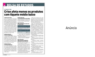 BOLSA DE ESTUDOS                                                                                                                                          Só há um jeito de produzir eficácia digital: medindo, analisando e corrigindo


   E-cOnSULTing

   crise afeta menos os produtos
   com tíquete médio baixo
   O pODEr DO EFEiTO VirAL                             TErcEirA cOncLUSãO:                                               Quanto mais prometer gerar prazer
   Estudo do XPLab (Experience Lab), que faz           A LEi DA mATEriALiDADE E DA rELEVânciA                         (sexo, piadas, dicas do interesse do usuário,
   parte da E-Consulting Corp., denominado             Cada post colocado por um usuário, desde                       tendências) ou mais evitar dor (encontrar
   O Poder do Efeito Viral, define três tipos de       que tenha materialidade e relevância razo-                     empregos, dicas de como evitar impostos e
   impactos virais ligados a esse processo con-        ável, gera um efeito viral impressionante.                     eficiencia e comodidade de serviços), mais
   tínuo realizado por usuários-consumidores                                                                          serão abertos, lidos e repassados.
   em sua atividade de gerar mídia, emitir opi-        QUArTA cOncLUSãO:                                                 Se este post original for colocado — ou
   niões, juízos de valor, proferir críticas, recla-   SOBrE A mATEmáTicA DAS rEDES pArA                              avaliado — por um chamado “âncora de
   mações, lançar elogios e postular dúvidas.          O “USUáriO cOmUm”                                              credibilidade” (alguém sabidamente res-
      O estudo, conduzido durante o primeiro                                                                          peitado ou envolvido com o tema) existe
                                                       Total de membros das redes do                 1000




                                                                                                                                                                                          Anúncio
   semestre, monitorou cem temas ligados ao            usuário responsável pelo post inicial                          mais chance de ser viralizado. Se o “âncora
   consumo, em mais de 150 marcas, em 500                                                                             de credibilidade” for um nó de rede, alguém
   ambientes online brasileiros ou em língua           Usuários destas redes impactados            100 (10%)          com alta capacidade de mobilização, maior
                                                       diretos e mobilizados
   portuguesa, como sites e hotsites de empre-                                                                        será a capacidade de alcance e penetração.
   sas e organizações, além de sites abertos           Usuários destas redes impactados            900 (90%)             O poder, a credibilidade e o efeito real
   (como os de reclamação), redes sociais e            diretos e alertados                                            desses posts variam, igualmente, em fun-
   comunidades online (Orkut, Twitter, Linke-                                                                         ção dos ambientes em que ocorreram. Os
                                                       Impactados indiretos                    5000 (cinco vezes
   dIn, MySpace etc.), fóruns e blogs.                                                         o total de usuários)
                                                                                                                      ambientes podem ser categorizados em
                                                                                                                      função de dinâmica, natureza e finalidade
   primEirA cOncLUSãO:                                   • Valores médios que desconsideram                           da seguinte maneira:
   A LEi DOS 10% mOBiLizADOS                           posts de grau elevado ou insuficiente de                          • Colaborativos, abertos e genéricos, como
   A cada post negativo ou positivo, desde que         materialidade vs. relevância                                   redes e comunidades de amigos (Orkut,
   relacionado a temas relevantes e materiais            • Valores médios que desconsideram posts                     MySpace);
   publicados por um usuário sobre algum               colocados por “âncoras de credibilidade”                          • Colaborativos, abertos e temáticos, como
   produto, marca ou fato, 10% do total de sua                                                                        redes e comunidades sobre carros, doenças,
   rede de relacionamentos tenderá a absor-            QUinTA cOncLUSãO:                                              marcas, etc;
   ver a mensagem e se mobilizar para a ação,          SOBrE O rAciOnAL DA DinâmicA DE                                   • Colaborativos, fechados e genéricos,
   seja ela qual for (cancelar uma assinatura,         VirALizAçãO DE pOSTS OpinATiVOS                                como uma rede que só aceite pessoas ricas
   trocar de empresa ou de produto).                   Pode-se dizer que há duas categorias cen-                      ou bonitas;
                                                       trais de post: positivos e negativos                              • Colaborativos, abertos e transacionais,
   SEgUnDA cOncLUSãO:                                     Os posts podem ser genuínos ou não. Os                      como os sites de trocas e leilões do tipo eBay
   A LEi DOS 90% impAcTADOS                            negativos não genuínos, por exemplo, po-                       e Mercado Livre;
   Os outros 90% impactados leem a mensa-              dem ser ligados a reclamações para a as-                          • Colaborativos, abertos e técnicos, como
   gem, mas não necessariamente acreditam              sistência técnica de uma empresa que sim-                      fóruns sobre engenharia e biologia;
   ou se mobilizam para agir. Mais interessan-         plesmente não fazem sentido sob o ponto                           • Controlados, proprietários e institucio-
   te ainda é saber que, a cada usuário direto         de vista contratual. O consumidor, contudo,                    nais, como o site da empresa x;
   da rede impactado, cinco outros indiretos           age por ignorar as condições do contrato,                         • Colaborativo, proprietários e relacionais
   têm contato com essa mensagem, por par-             por ingenuidade ou mesmo má-fé.                                (finalidade), como o blog corporativo da
   ticiparem das redes e comunidades destes               Em geral, a atratividade dos temas está li-                 empresa n;
   usuários diretos.                                   gada às seguintes naturezas motivacionais:                        • Colaborativos, abertos e instantâneos,
                                                       aumento de prazer e/ou fuga da dor.                            como o Twitter de fulano de tal.


88 prOXXimA Outubro 2009
 