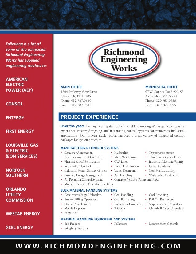richmond engineering brochure richmond engineering works