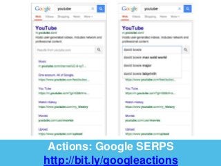 Actions: Google SERPS 
http://bit.ly/googleactions 
 