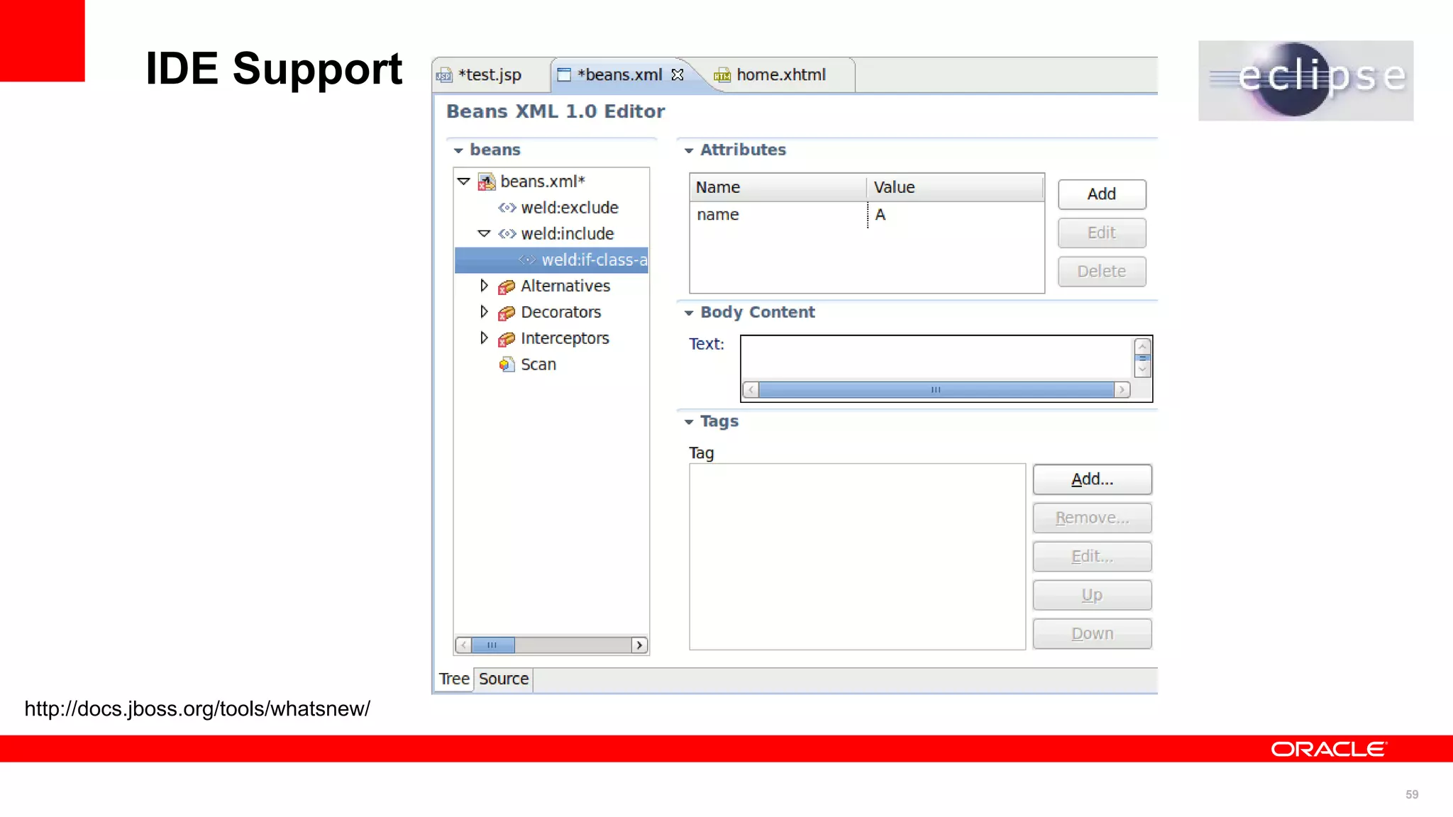 IDE Support




http://docs.jboss.org/tools/whatsnew/


                                        59
 