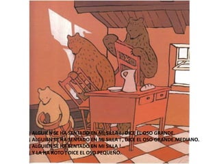 ¡ ALGUIEN SE HA SENTADO EN MI SILLA ! , DICE EL OSO GRANDE.
¡ ALGUIEN SE HA SENTADO EN MI SILLA ! , DICE EL OSO GRANDE.MED...