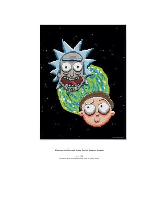Pixelverse Rick and Morty Portal Graphic Poster
$11.50
Pixelated Rick and Morty heads over a green portal.
 