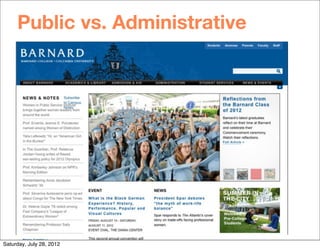 Public vs. Administrative




                          http://drupal.org




Saturday, July 28, 2012
 