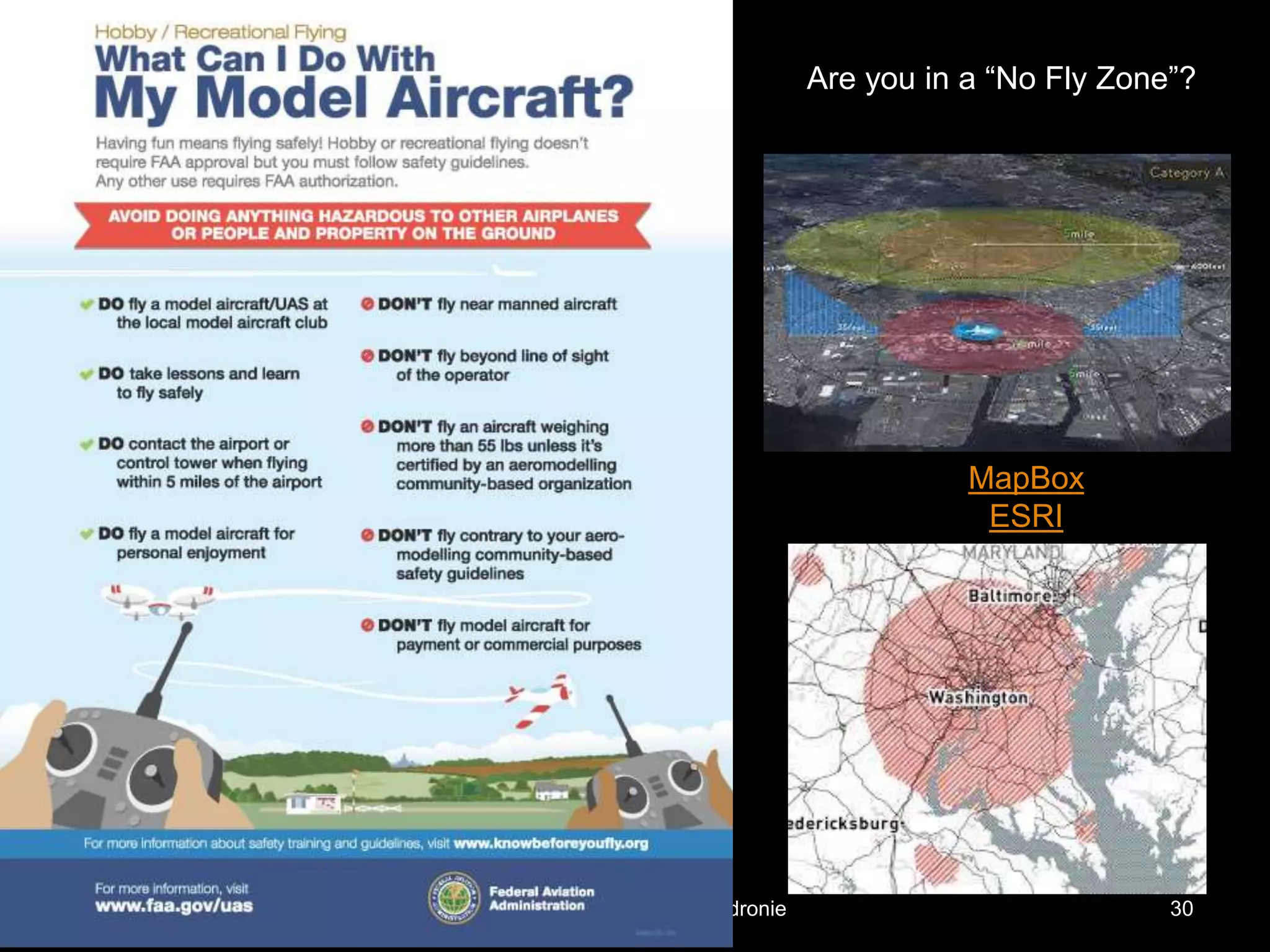 5/13/15 @bricker #CUGOS2015 #dronie 30
MapBox
ESRI
Are you in a “No Fly Zone”?
 