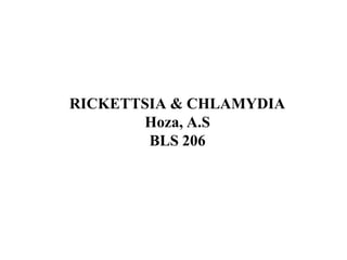 RICKETTSIA & CHLAMYDIA
Hoza, A.S
BLS 206
 