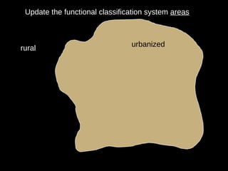 rural urbanized Update the functional classification system  areas 