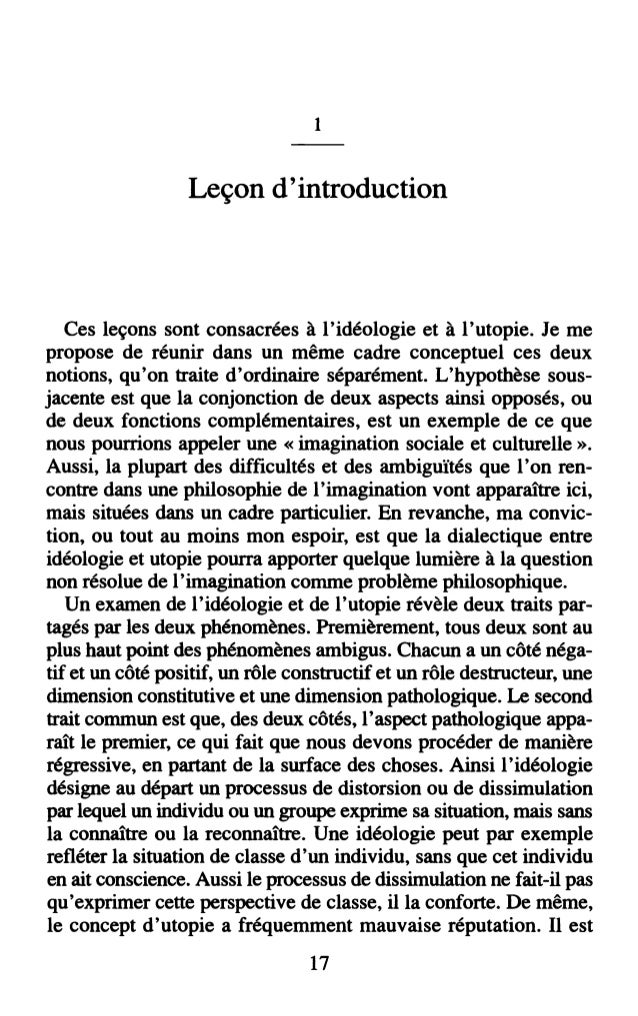Ricoeur  idéologie et utopie