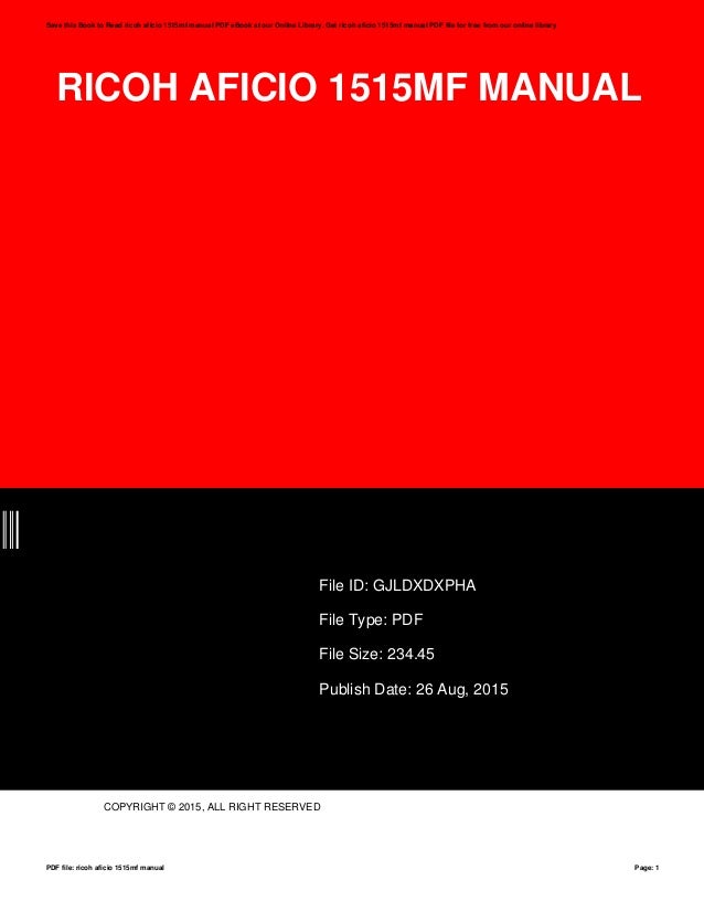 Ricoh aficio-1515mf-manual
