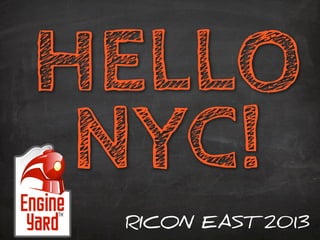 HELLO
NYC!
RICON EAST 2013
 