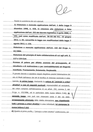 Ricorso VAS contro decreto cancella SIN Pitelli