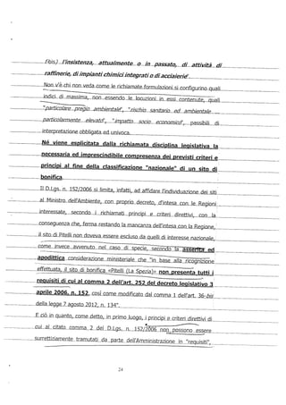 Ricorso VAS contro decreto cancella SIN Pitelli