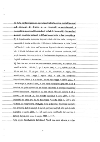 Ricorso VAS contro decreto cancella SIN Pitelli