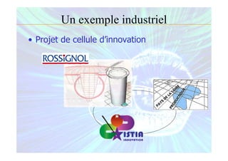 Un exemple industriel
• Projet de cellule d’innovation
 
