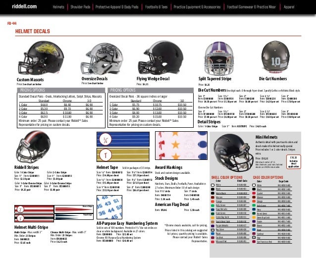 Football Helmet Size Chart Riddell