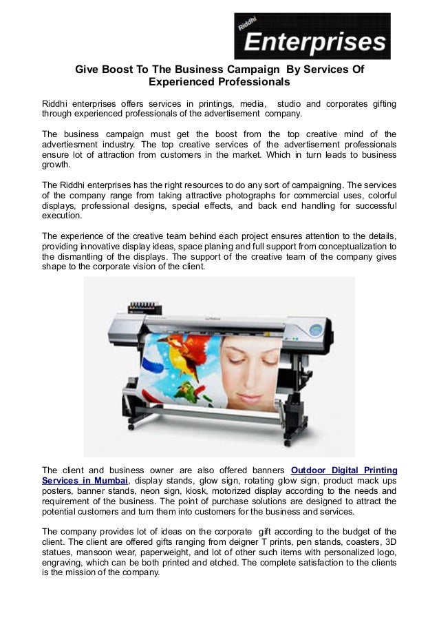 Give Boost To The Business Campaign By Services Of Experienced Profe