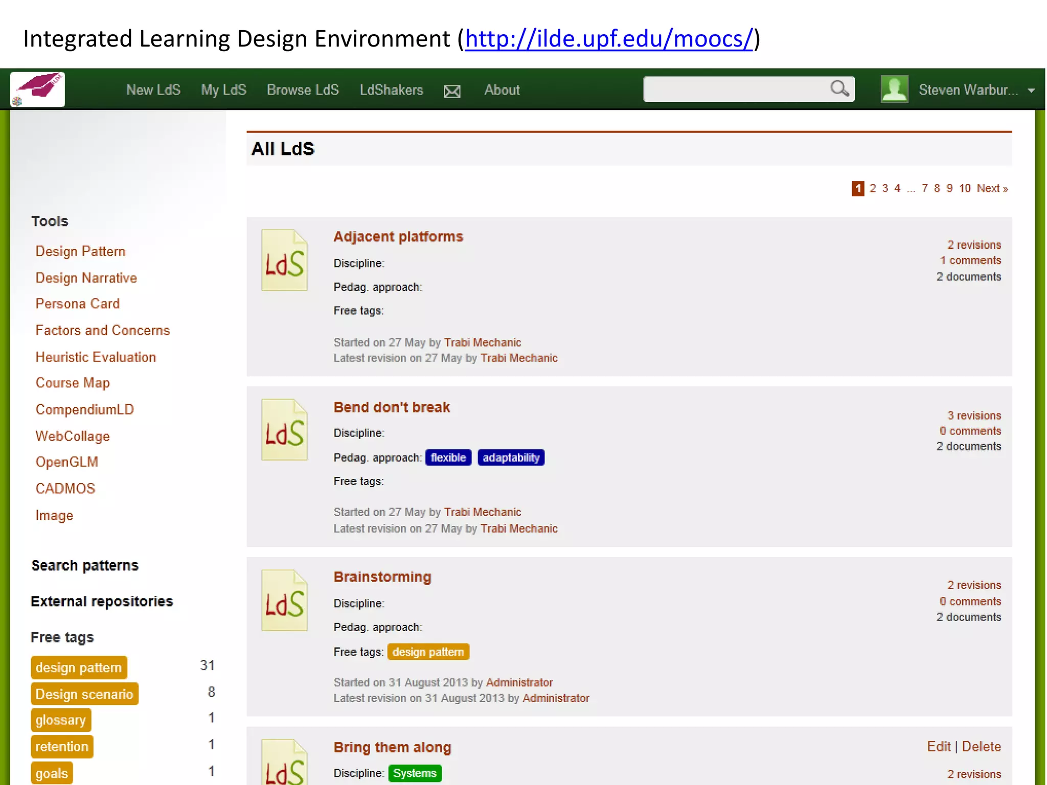 Integrated Learning Design Environment (http://ilde.upf.edu/moocs/)