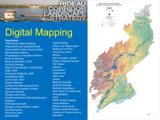 Digital Mapping
Description
1988 Ontario Base Mapping               Federal Parks
Watersheds and subwatersheds            ...