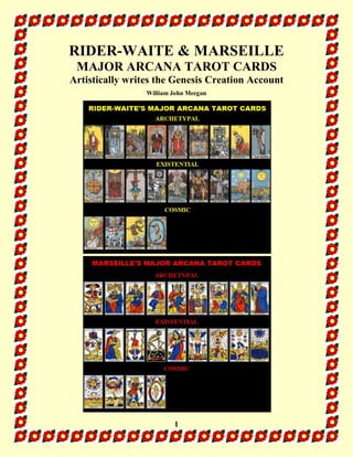 1
RIDER-WAITE & MARSEILLE
MAJOR ARCANA TAROT CARDS
Artistically writes the Genesis Creation Account
William John Meegan
 