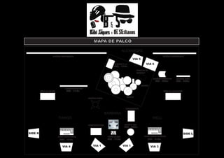 MAPA DE PALCO

                                                                                    ALEXANDRE
                   CENÁRIO BACKGROUND                                                                                   CENÁRIO BACKGROUND
                                                                                             VIA 5
                                                                           SAMPLER L e R                 VIA 6
                                                                           A/C - 110v
                                                                                                 MAQUINA DE
                                                                                                 ESCREVER

                                                                                                               CENÁRIO ALEXANDRE   CENÁRIO NEON
                                                                                                                 A/C - 220v        A/C - 220v
                                                                                                     DERBAK
                              CENÁRIO TELEVISAO
         AMP DE BAIXO           A/C - 110v                                                                              AMP DE GUITARRA

                                                                                       BATERIA
                                                  CENÁRIO ARARA




                                                                                      GLOCKENSPIEL

                                                                    BÁRBARA
                        THIAGO                                                                                 WELL
                                                  PERCUSSOES BABI                    CENÁRIO BABI
                                                                                     A/C - 220v

SIDE R                                                                                                                                    SIDE L
                        PEDAL BOARD BAIXO                            PEDAL DE VOZ                      PEDAL BOARD GUITARRA
                         A/C - 110v                                  A/C - 110v                           A/C - 110v


                            VIA 4                     VIA 1                         VIA 1                     VIA 3
 