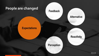 <
Alternative
Reactivity
Perception
Feedback
People are changed
Expectations
 