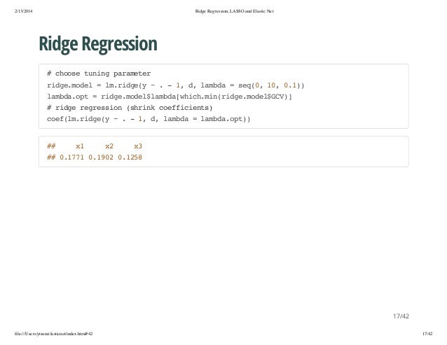 Ridge Regression Lasso And Elastic Net