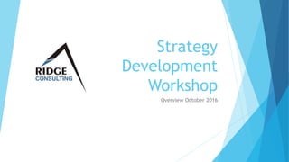 Strategy
Development
Workshop
Overview October 2016
 