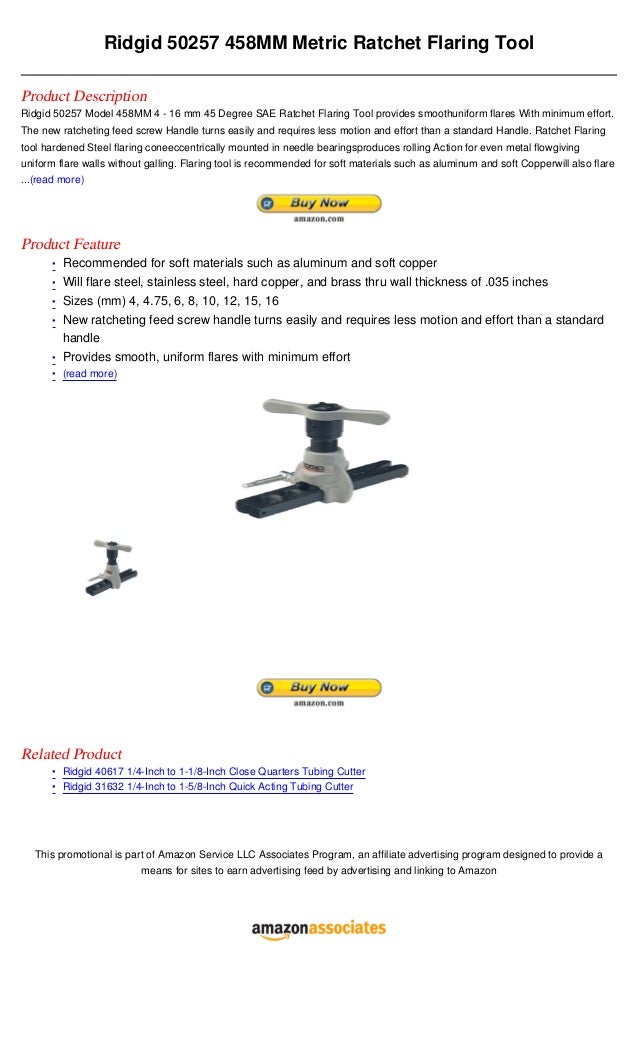 Ridgid 50257 458 mm metric ratchet flaring tool