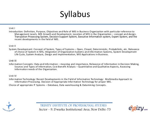 management information system syllabus pdf