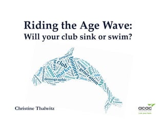 Riding the Age Wave:
    Will your club sink or swim?




Christine Thalwitz
 