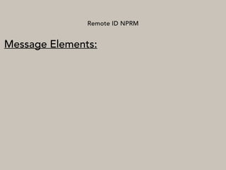 Remote ID NPRM
Message Elements:
 