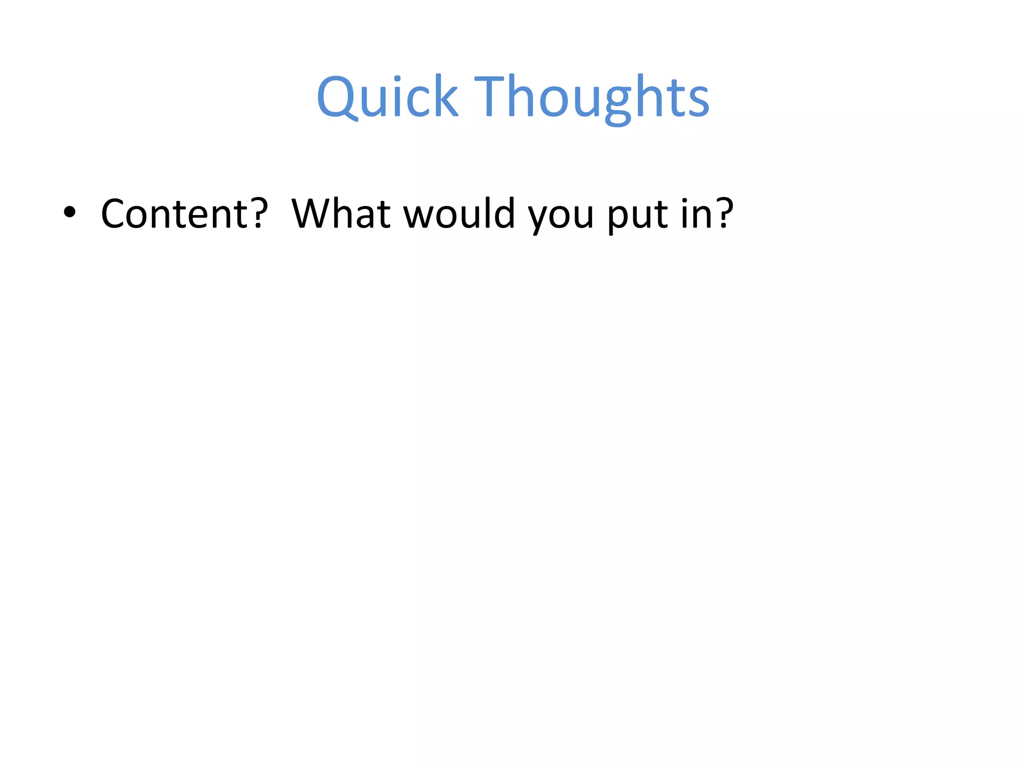 Budget Why a Site? Inadequacies of search engines