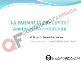dott. prof. Nicola Guerriero
Studio Farmadata - Università Federico II Napoli




                     PHARMEXPO – 25 NOVEMBRE 2012
 