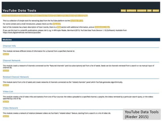 YouTube Data Tools
(Rieder 2015)
 