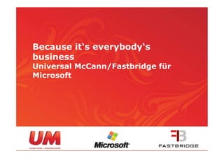 Because it‘s everybody‘s
business
Universal McCann/Fastbridge für
Microsoft




                                  1	
  
 